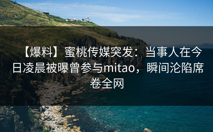【爆料】蜜桃传媒突发：当事人在今日凌晨被曝曾参与mitao，瞬间沦陷席卷全网