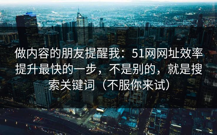 做内容的朋友提醒我：51网网址效率提升最快的一步，不是别的，就是搜索关键词（不服你来试）
